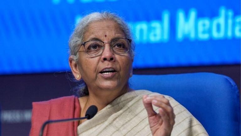File image of Finance Minister Nirmala Sitharaman speaking at an event