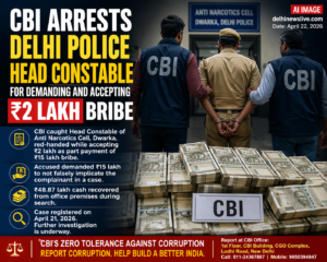 CBI Arrests Delhi Police Head Constable for ₹2 Lakh Bribe, ₹48.87 Lakh Cash Seized