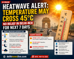 Delhi-NCR Heatwave Alert: Temperature May Cross 45°C, No Relief Expected for Next 7 Days