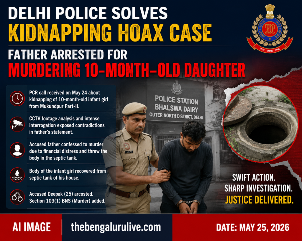 Delhi Father Arrested for Murdering 10-Month-Old Daughter, Dumping Body in Septic Tank After Fake Kidnapping Story
