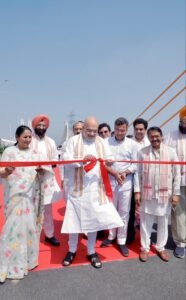 Amit Shah cuts the ribbon at the Barapullah Phase-3 inauguration with Rekha Gupta and other leaders