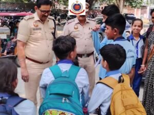 Dwarka Police Conduct Patrols Near Schools, Parks and Sensitive Areas Dwarka Police personnel patrolling near schools, parks and sensitive locations
