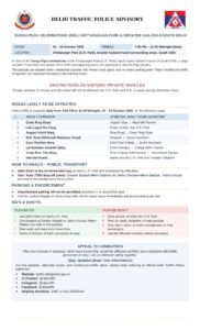 Durga Puja Traffic Restrictions in C.R. Park and Greater Kailash-II Until October 20 Durga Puja Traffic Restrictions in C.R. Park and Greater Kailash-II Until October 20