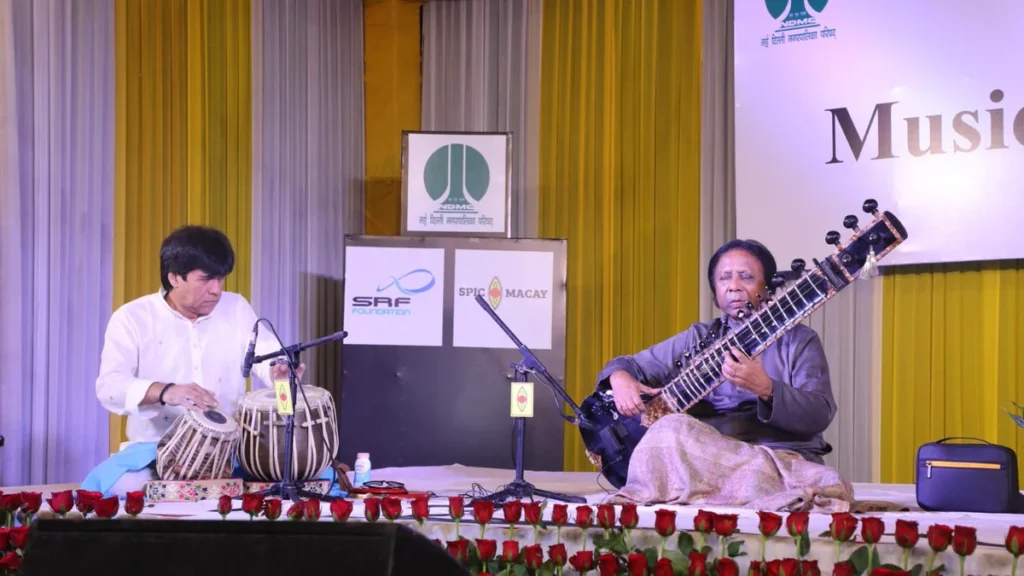 Ustad Shahid Parvez Khan plays sitar with a tabla accompanist at Nehru Park