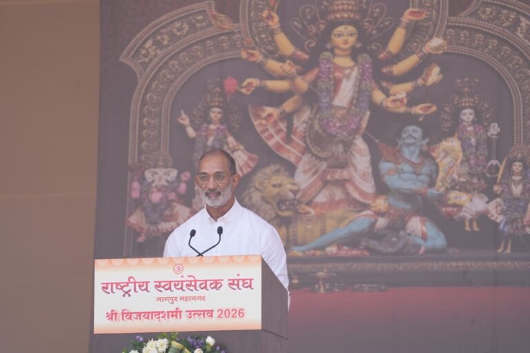Sanjay Gupta Says Prosperity Alone Is Not Enough, Puts Civic Duty at Centre of RSS Address Sanjay Gupta speaking at the RSS Vijayadashami 2026 programme in Nagpur