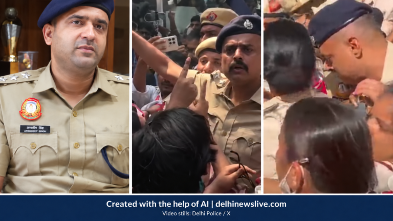 Target the Officer, Demoralise the Force: ACP Panwar Describes Alleged Protest Tactic AI-assisted collage of ACP Arshdeep Singh Panwar and scenes of Delhi Police officers amid crowds