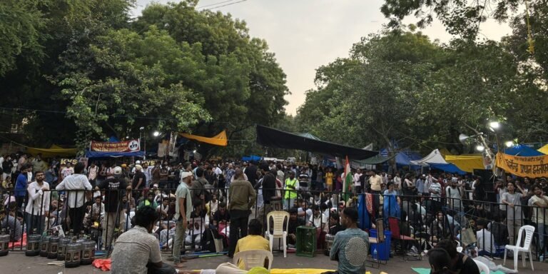 Delhi Police Denies Permission for October 10 Jantar Mantar Protest, Cites Short Notice Protesters at Jantar Mantar in New Delhi — July 23, 2026 file photograph