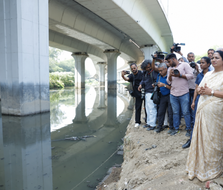 File photo: Rekha Gupta and officials inspect Delhi drains in March 2025; right edge cropped