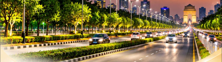 Street-lighting illustration cropped from PWD Delhi’s smart LED graphic