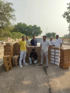 Liquor cartons and a vehicle following the Vijay Vihar recovery